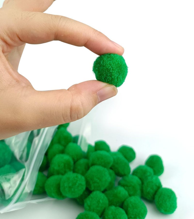 FKEYTO 200 Pieces Pom Poms, 1 Inch Craft Pom Poms, Fuzzy Pompom Puff Balls for DIY Arts, Crafts Projects, Home Decorations (Green) - Image 2